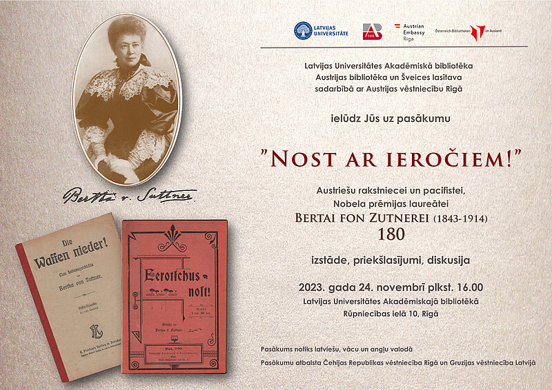 Svinēsim Austriešu rakstniecei un pacifistei, Nobela Miera prēmijas laureātei Bertai fon Zutnerei – 180